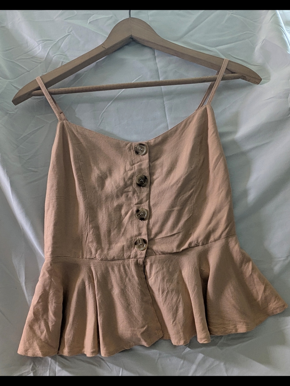 Style Envy peach Button-Front Peplum Cami